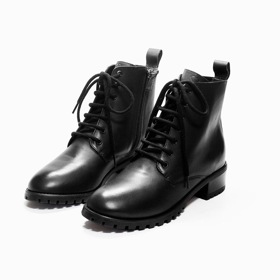 Vinci Shoes Minimal Black Combat Boots