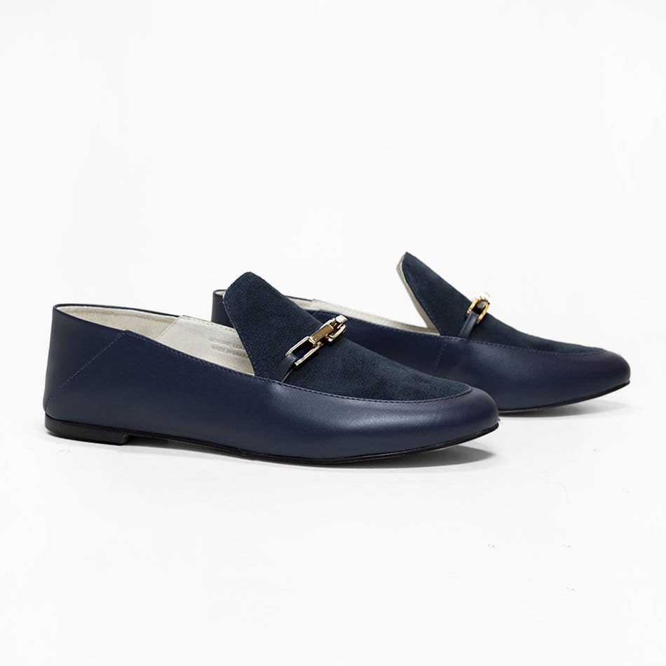 Vinci Shoes Adriana Navy Blue Loafers