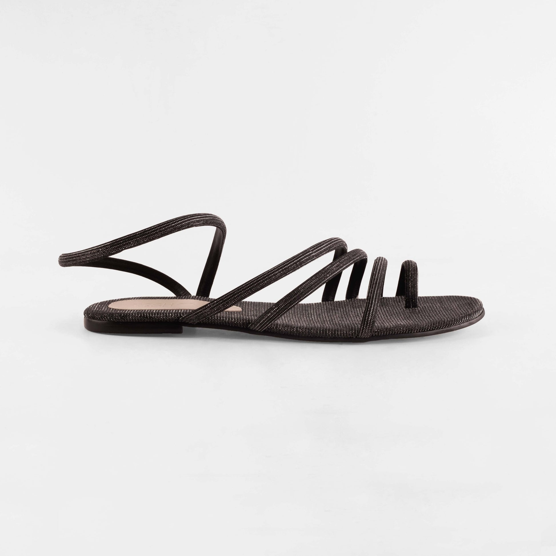 Vinci Shoes Alana Metallic Black Sandals