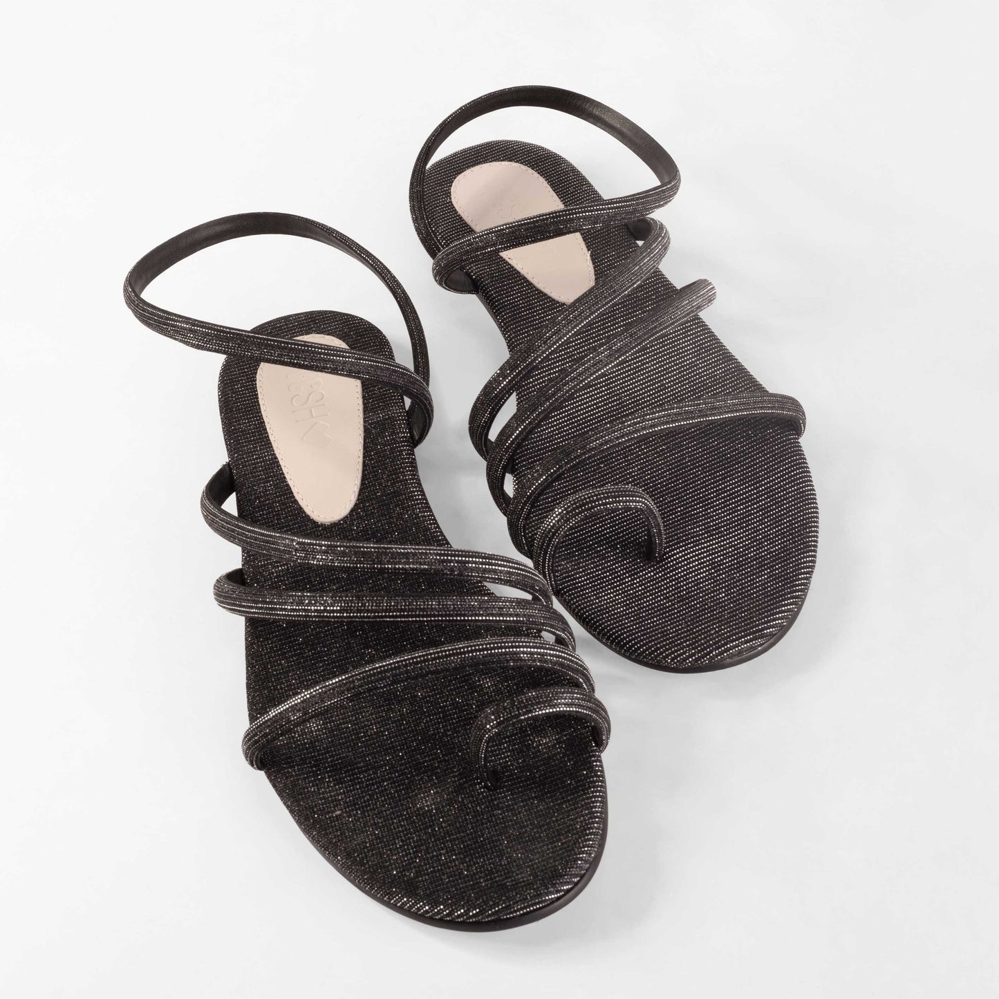 Vinci Shoes Alana Metallic Black Sandals