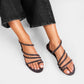 Vinci Shoes Alana Metallic Black Sandals