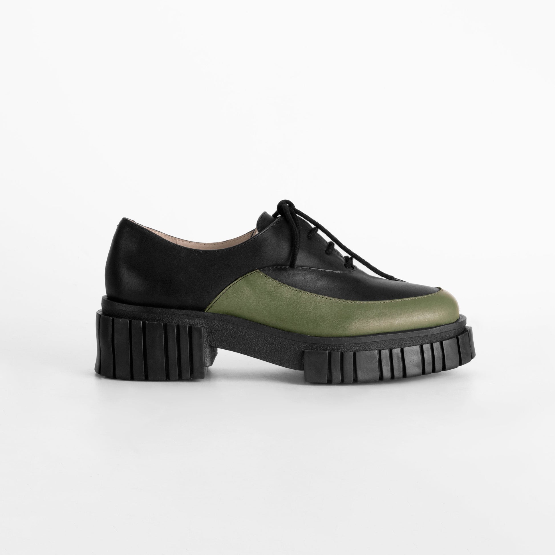 Vinci Shoes Betina Military Green Oxfords