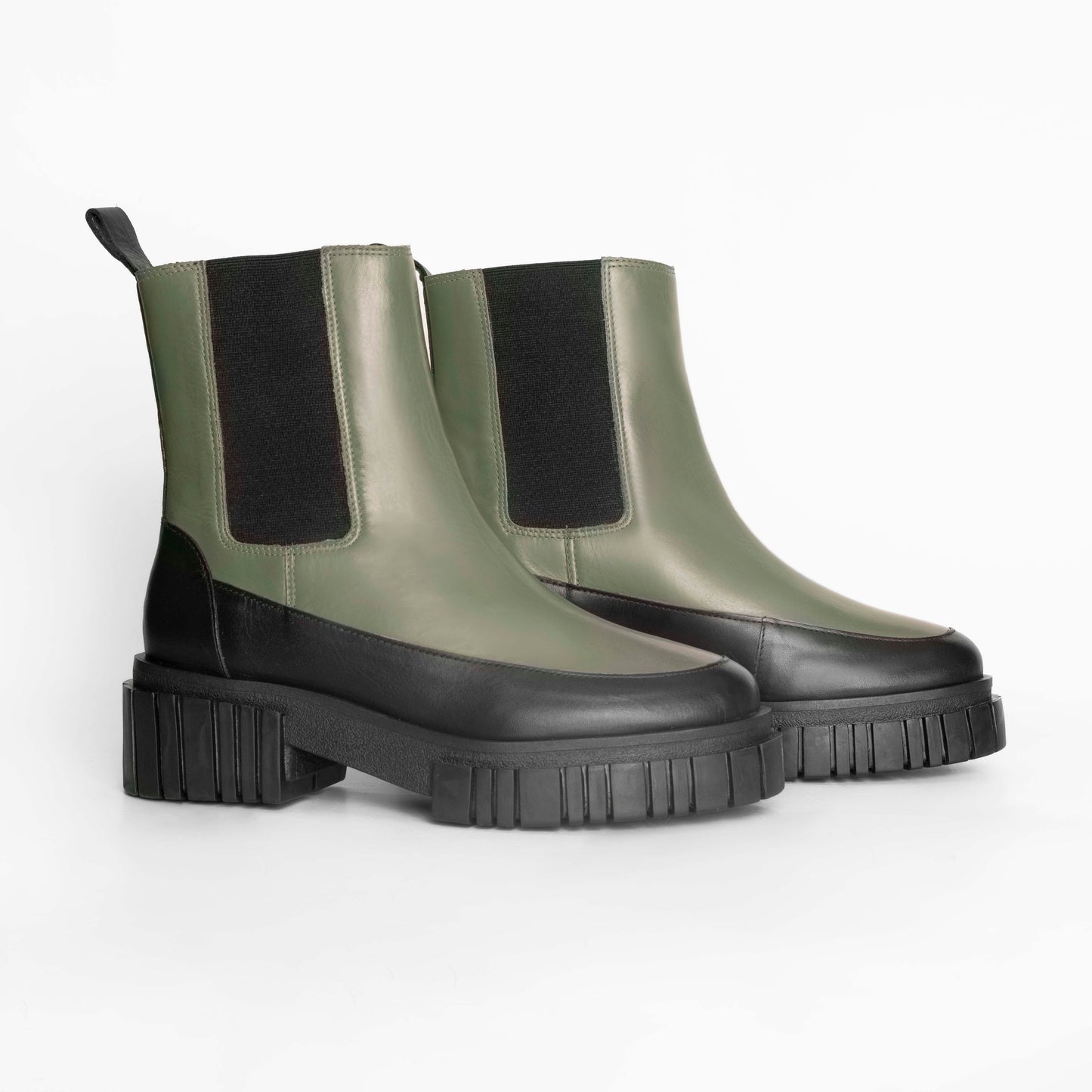 Vinci Shoes Celina Military Green Chelsea Boot