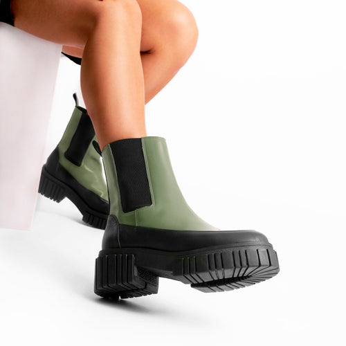 Celina Military Green Chelsea Boot