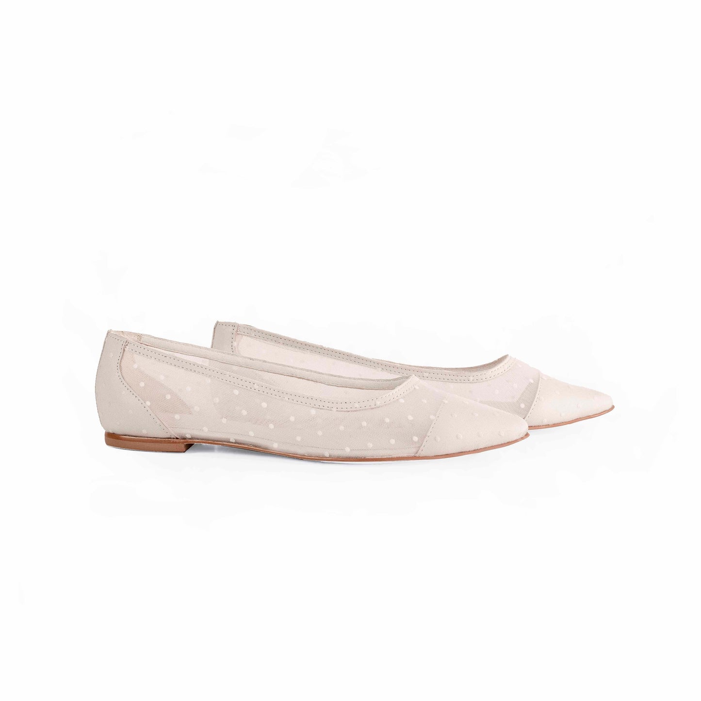 Vinci Shoes Constanza Off-White Petit Pois Ballerinas