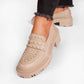Vinci Shoes Dara Studded Full Beige Loafers