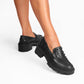 Vinci Shoes Dara Studded Full Black Loafers