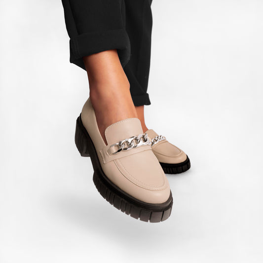 Vinci Shoes Emilia Beige Loafers