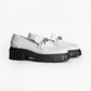 Vinci Shoes Emilia Croc-Embossed White Loafers