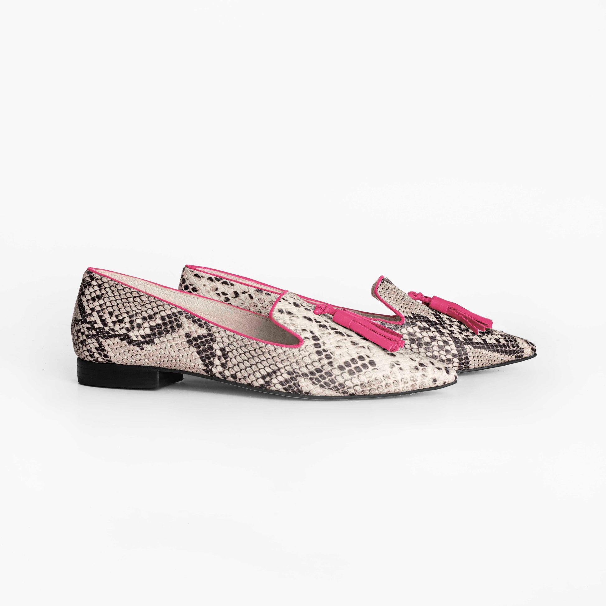 Vinci Shoes Julia Snake Hot Pink Slippers