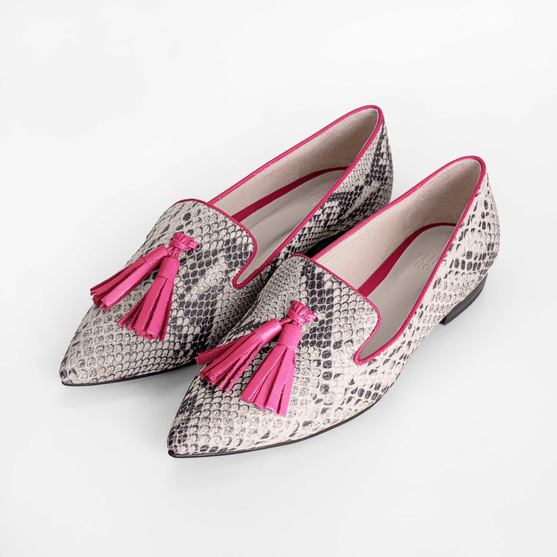 Vinci Shoes Julia Snake Hot Pink Slippers