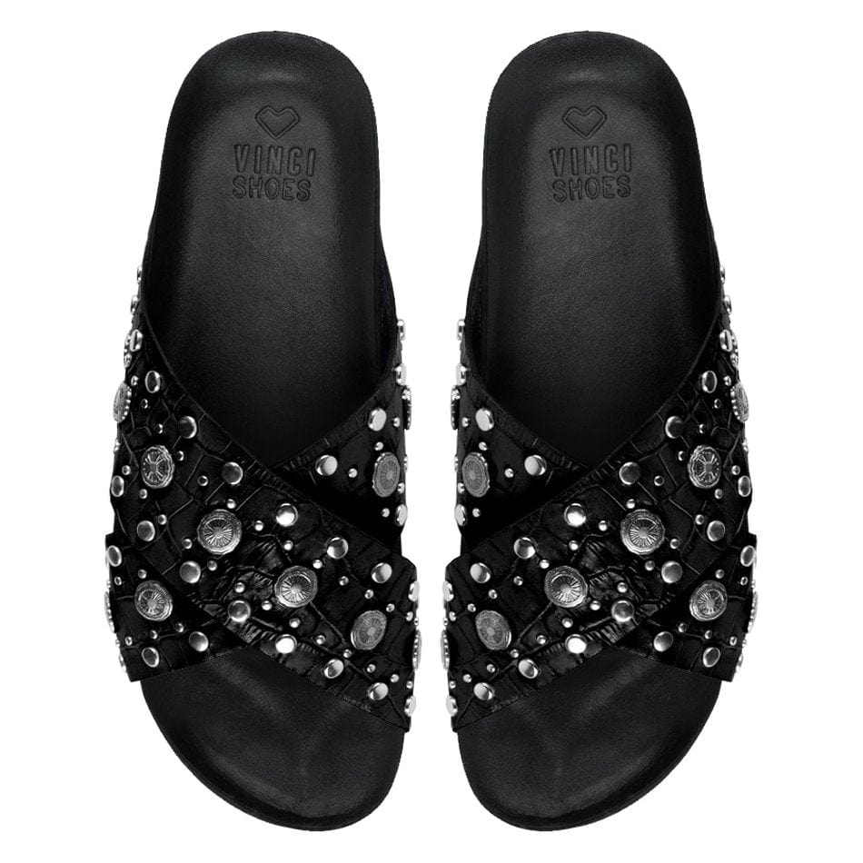 Vinci Shoes Corsega Black Sandals