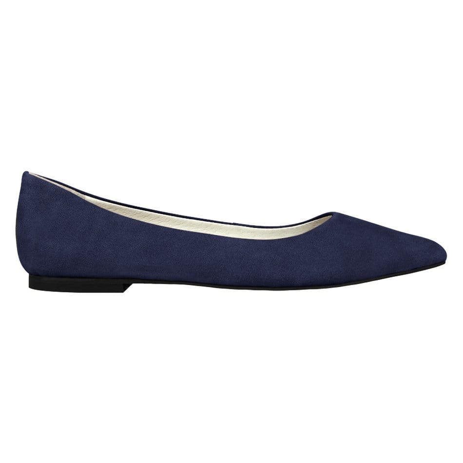 Vinci Shoes Colorful Navy Blue Pointed Toe Ballerinas