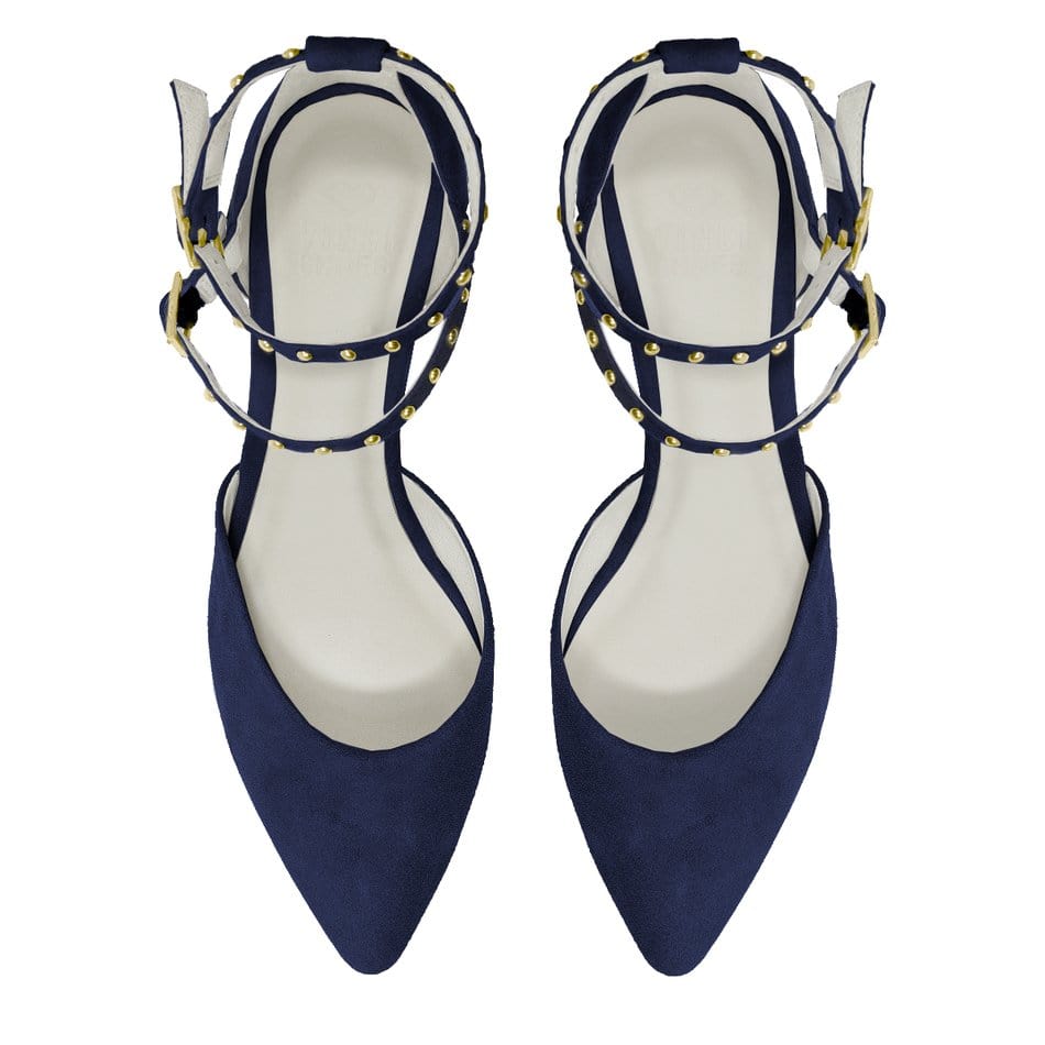 Vinci Shoes Margot Navy Blue Ballerinas