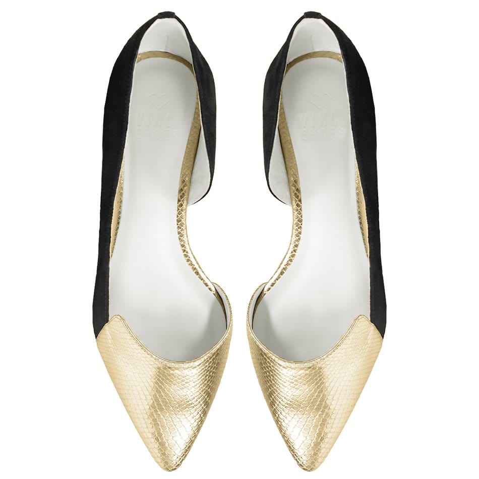 Vinci Shoes Yasmin Gold Ballerinas