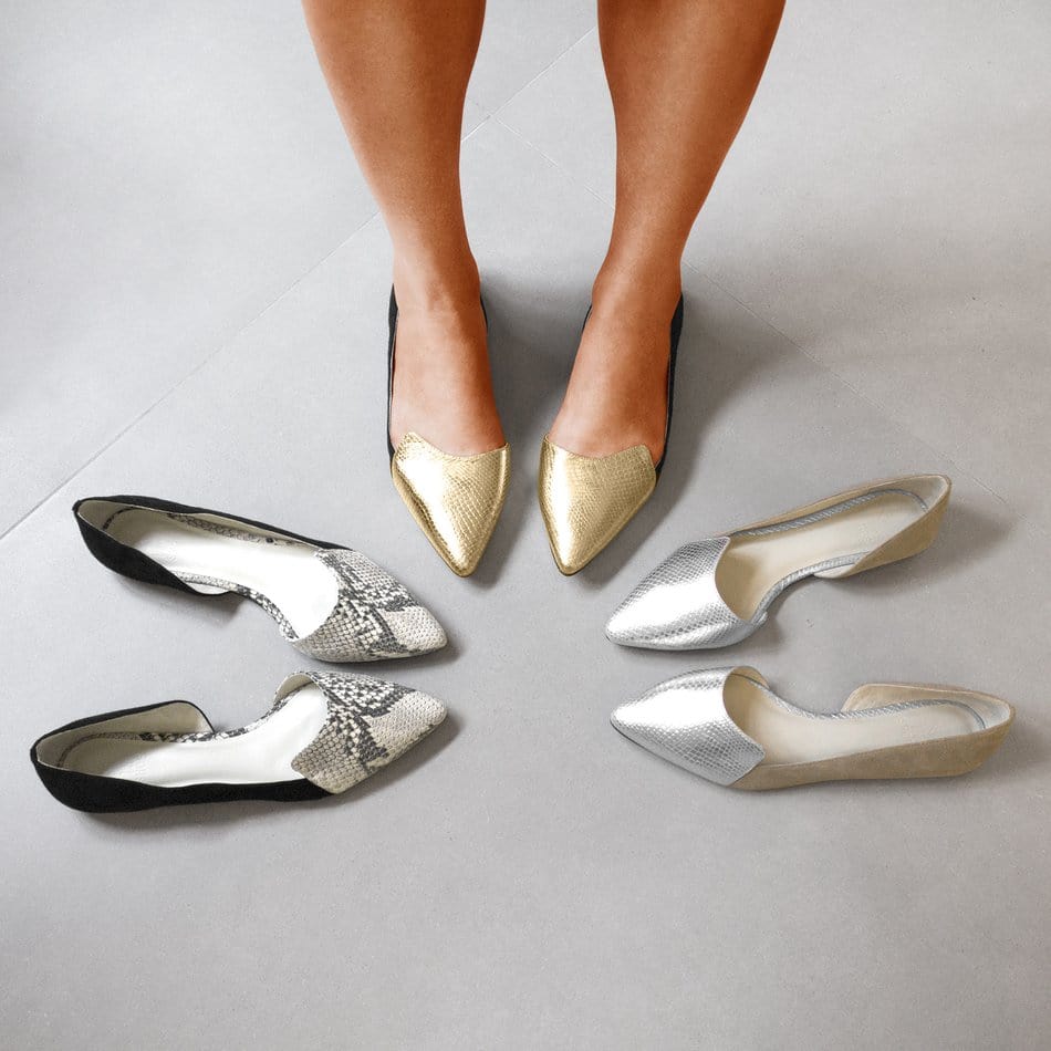 Vinci Shoes Yasmin Gold Ballerinas