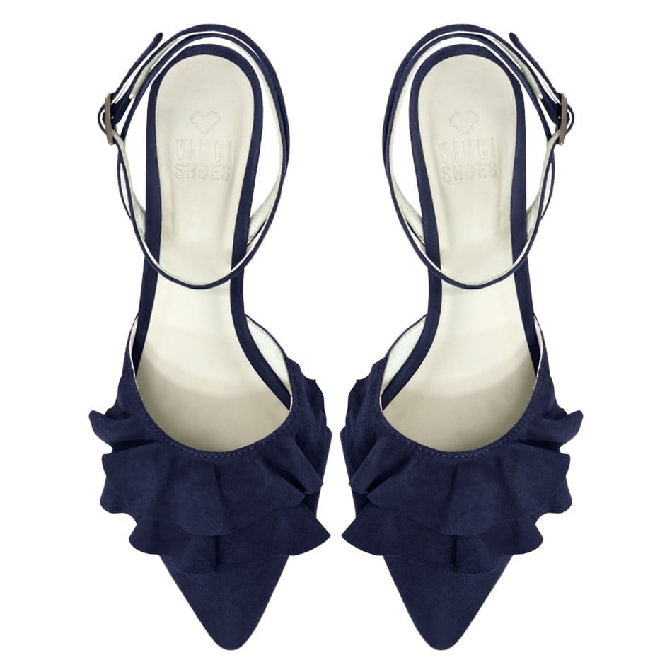 Vinci Shoes Tutu Navy Blue Ballerinas