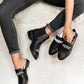 Vinci Shoes Black Chain Loafers