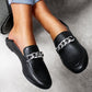 Vinci Shoes Black Chain Loafers