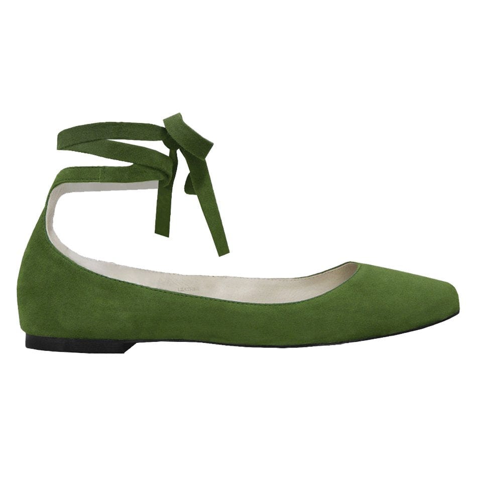 Vinci Shoes Millitary Green Ballerinas