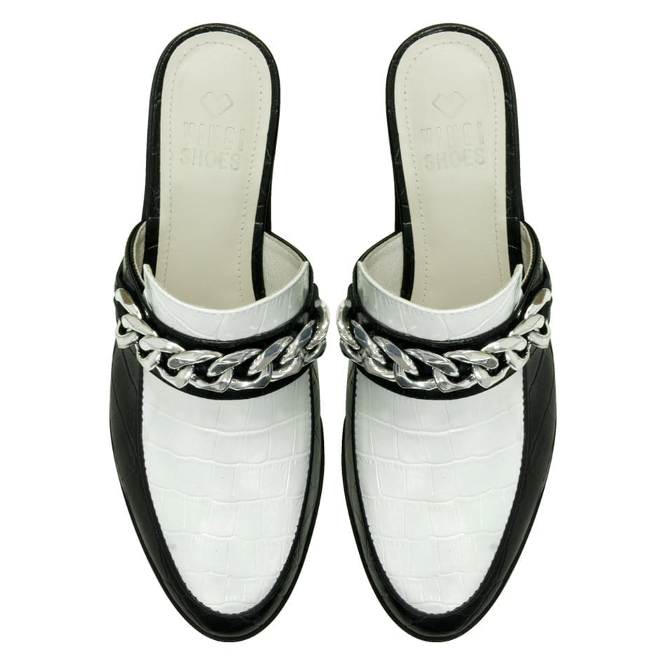 Vinci Shoes Sara B&W Mules